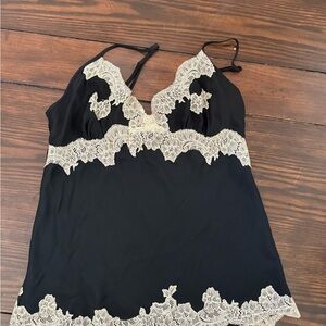 Elegant Black Chemise with Cream Lace